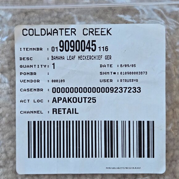 NWT Coldwater Creek Silk Square Scarf Banana Leaves - Picture 4 of 5